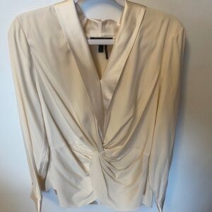 Donna Karan New York Silk Twist V Neck Blouse - Size Large